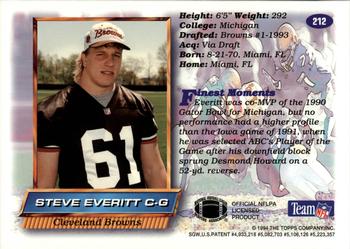 1994 Finest - Rookie Jumbos #212 Steve Everitt Back