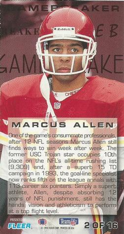 1994 GameDay - Gamebreakers #2 Marcus Allen Back