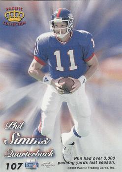 1994 Pacific Prisms - Gold #107 Phil Simms Back