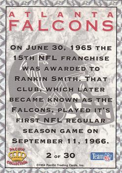 1994 Pacific Prisms - Team Helmets #2 Atlanta Falcons Back