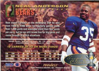 1994 Pinnacle - Trophy Collection #13 Neal Anderson Back