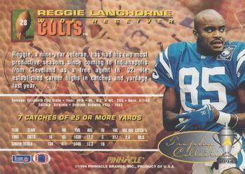 1994 Pinnacle - Trophy Collection #28 Reggie Langhorne Back