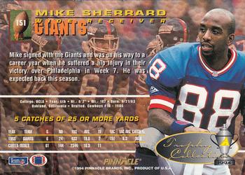 1994 Pinnacle - Trophy Collection #151 Mike Sherrard Back