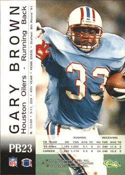 1994 Pro Line Live - Spotlight #PB23 Gary Brown Back