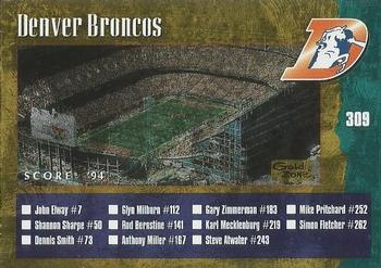1994 Score - Gold Zone #309 Denver Broncos / Dallas Cowboys Front