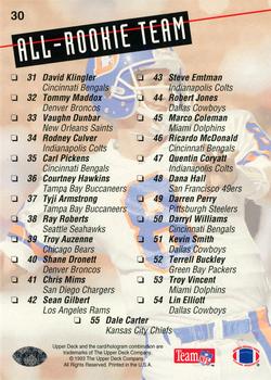 1993 Upper Deck #30 All-Rookie Team Checklist Back