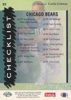 1993 Upper Deck #63 Bears Checklist Back