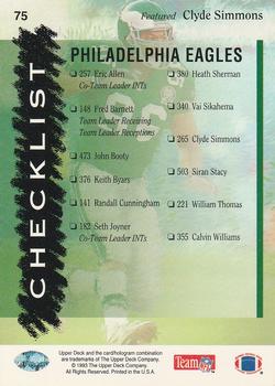 1993 Upper Deck #75 Eagles Checklist Back
