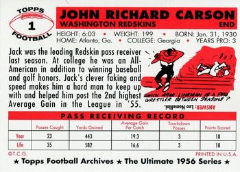 1994 Topps Archives 1956 #1 Jack Carson Back