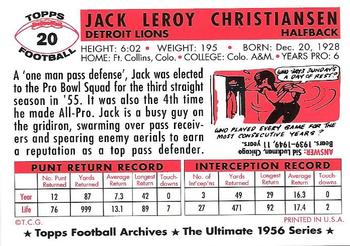 1994 Topps Archives 1956 #20 Jack Christiansen Back