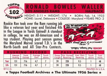 1994 Topps Archives 1956 #102 Ron Waller Back