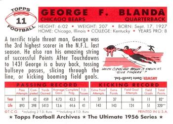 1994 Topps Archives 1956 - Gold #11 George Blanda Back
