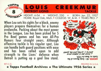 1994 Topps Archives 1956 - Gold #8 Lou Creekmur Back