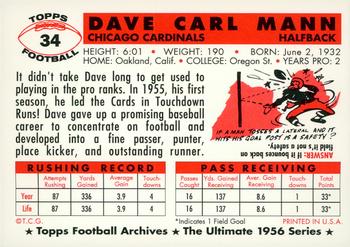 1994 Topps Archives 1956 - Gold #34 Dave Mann Back