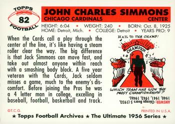 1994 Topps Archives 1956 - Gold #82 Jack Simmons Back