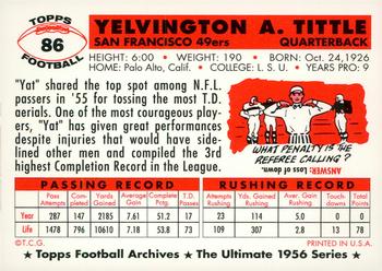 1994 Topps Archives 1956 - Gold #86 Y.A. Tittle Back