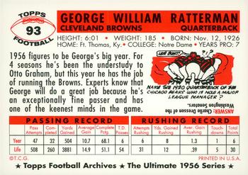 1994 Topps Archives 1956 - Gold #93 George Ratterman Back