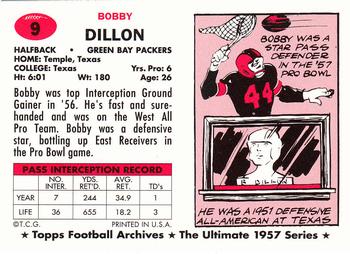 1994 Topps Archives 1957 #9 Bobby Dillon Back
