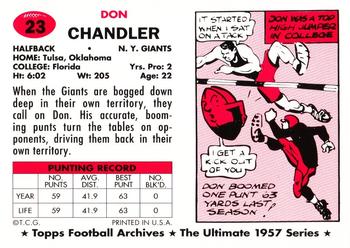 1994 Topps Archives 1957 #23 Don Chandler Back