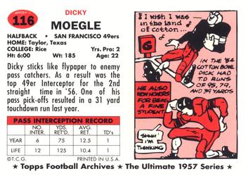 1994 Topps Archives 1957 #116 Dick Moegle Back