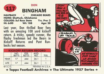 1994 Topps Archives 1957 #117 Don Bingham Back