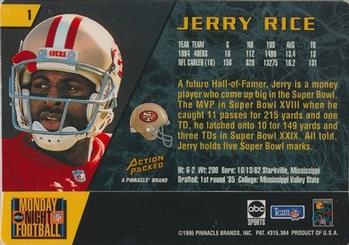 1995 Action Packed Monday Night Football #1 Jerry Rice Back