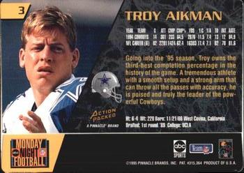 1995 Action Packed Monday Night Football #3 Troy Aikman Back