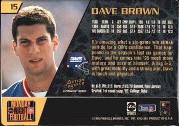 1995 Action Packed Monday Night Football #15 Dave Brown Back
