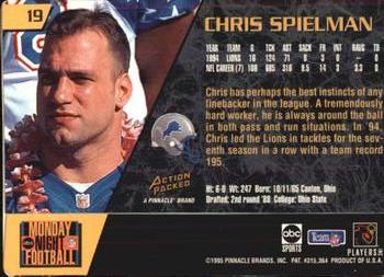 1995 Action Packed Monday Night Football #19 Chris Spielman Back
