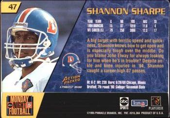 1995 Action Packed Monday Night Football #47 Shannon Sharpe Back