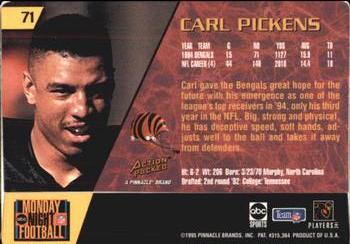 1995 Action Packed Monday Night Football #71 Carl Pickens Back