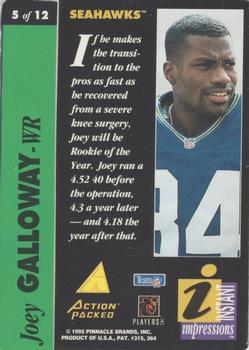 1995 Action Packed Rookies & Stars - Instant Impressions #5 Joey Galloway Back