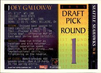 1995 Bowman - First Round Picks #8 Joey Galloway Back