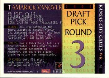1995 Bowman - First Round Picks #76 Tamarick Vanover Back