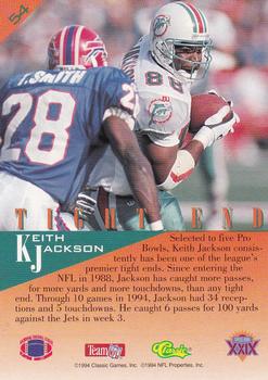 1995 Classic NFL Experience - Gold #54 Keith Jackson Back
