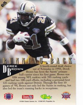 1995 Classic NFL Experience - Gold #65 Derek Brown Back