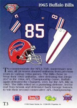 1995 Classic NFL Experience - Throwbacks #T3 Thurman Thomas Back