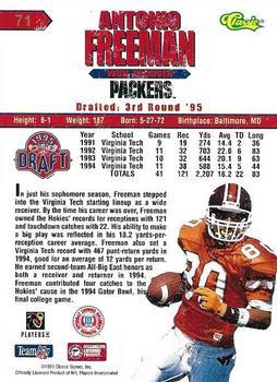 1995 Classic NFL Rookies - Printer's Proofs #71 Antonio Freeman Back