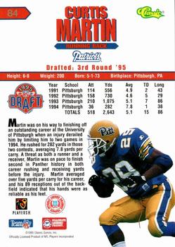 1995 Classic NFL Rookies - Printer's Proofs #84 Curtis Martin Back