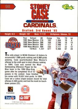 1995 Classic NFL Rookies - Printer's Proofs #98 Stoney Case Back