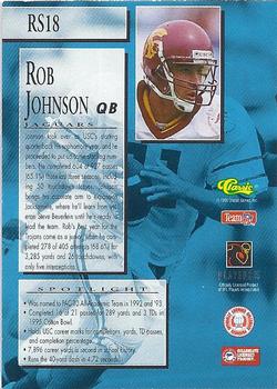 1995 Classic NFL Rookies - Rookie Spotlight #RS18 Rob Johnson Back