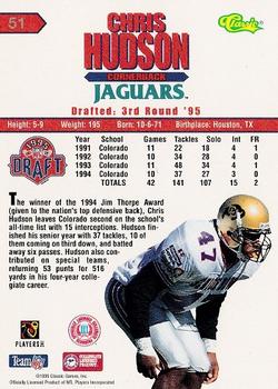 1995 Classic NFL Rookies - Silver #51 Chris Hudson Back