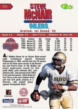 1995 Classic NFL Rookies - Silver #69 Steve McNair Back