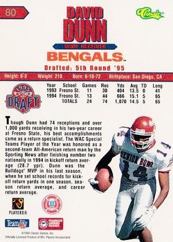 1995 Classic NFL Rookies - Silver #80 David Dunn Back