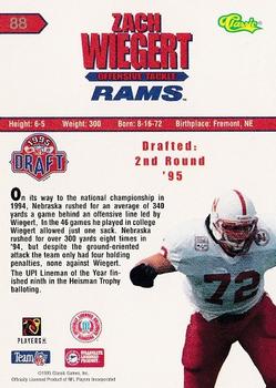 1995 Classic NFL Rookies - Silver #88 Zach Wiegert Back
