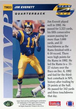 1993 Upper Deck - Team MVP #TM23 Jim Everett Back