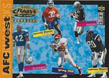 1995 Collector's Choice Update - You Crash the Game: The Playoffs Gold #CP9 Terrell Davis / Napoleon Kaufman / Chris Warren / Greg Hill / Natrone Means Front