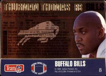 1994 Action Packed #8 Thurman Thomas Back