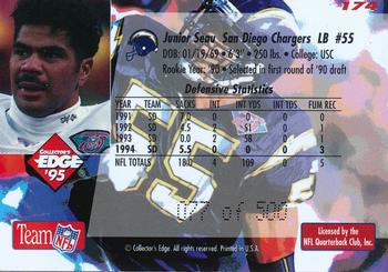 1995 Collector's Edge - 22K Gold #174 Junior Seau Back