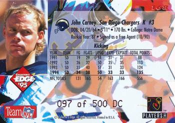 1995 Collector's Edge - 22K Gold Die Cuts #168 John Carney Back